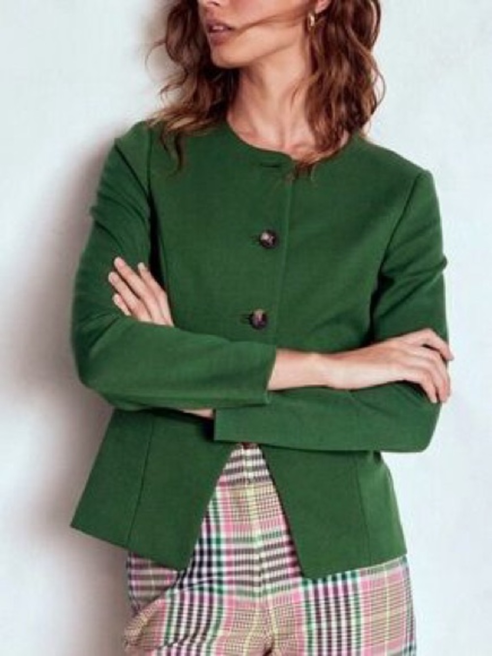 Boden Collarless Ponte Twill Blazer in Green Size 20-22 NWT